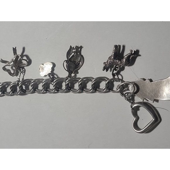 Southwest Native Turquoise Charm Bracelet Sterling Silver - Picture 10 of 11